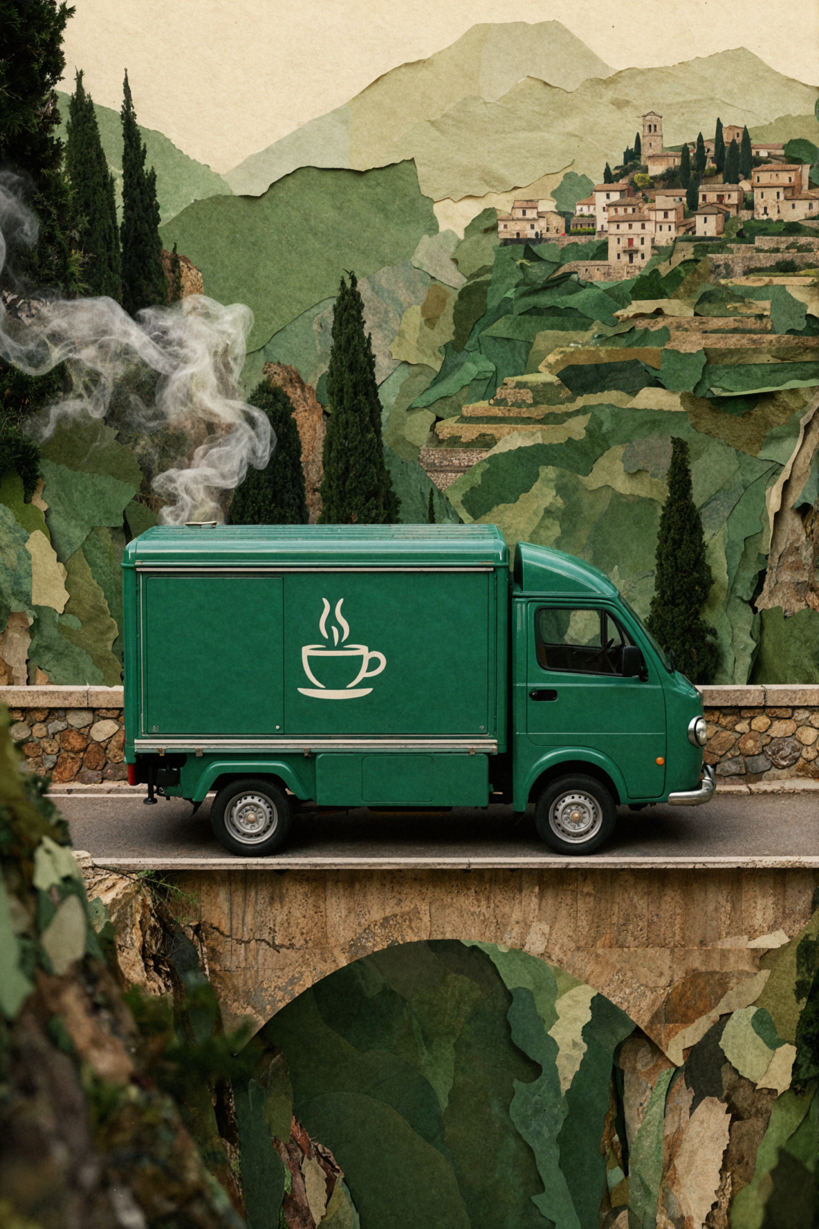 山间咖啡车 · 超现实拼贴