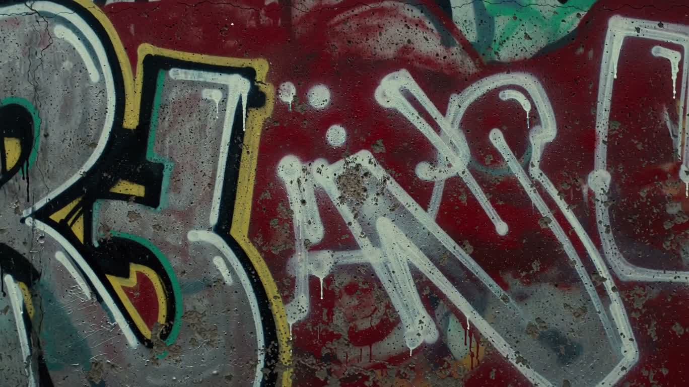 Bức tường bê tông graffiti loang lổ