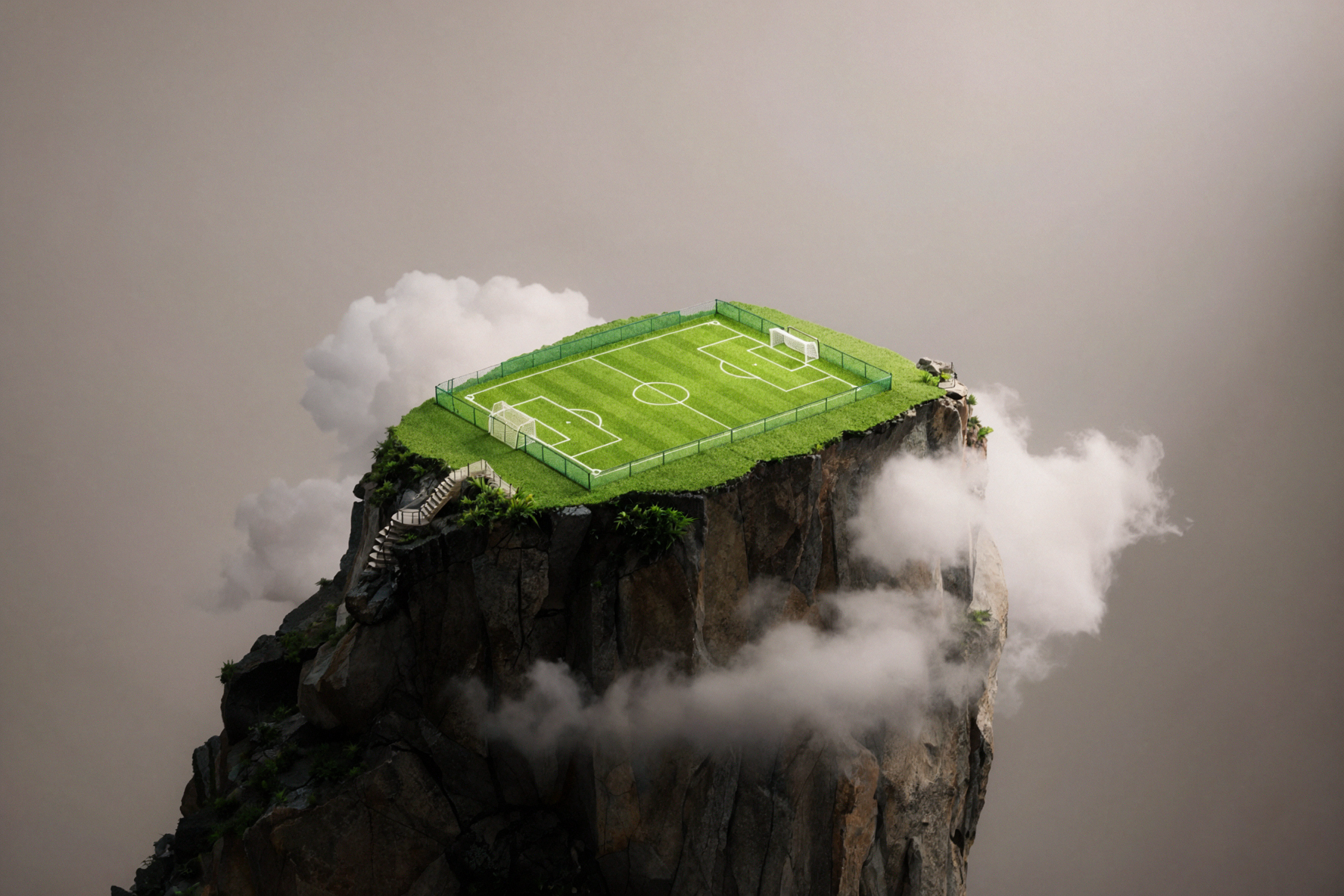 雲上のサッカー場 · ミニマルプロダクト — AI image creation
