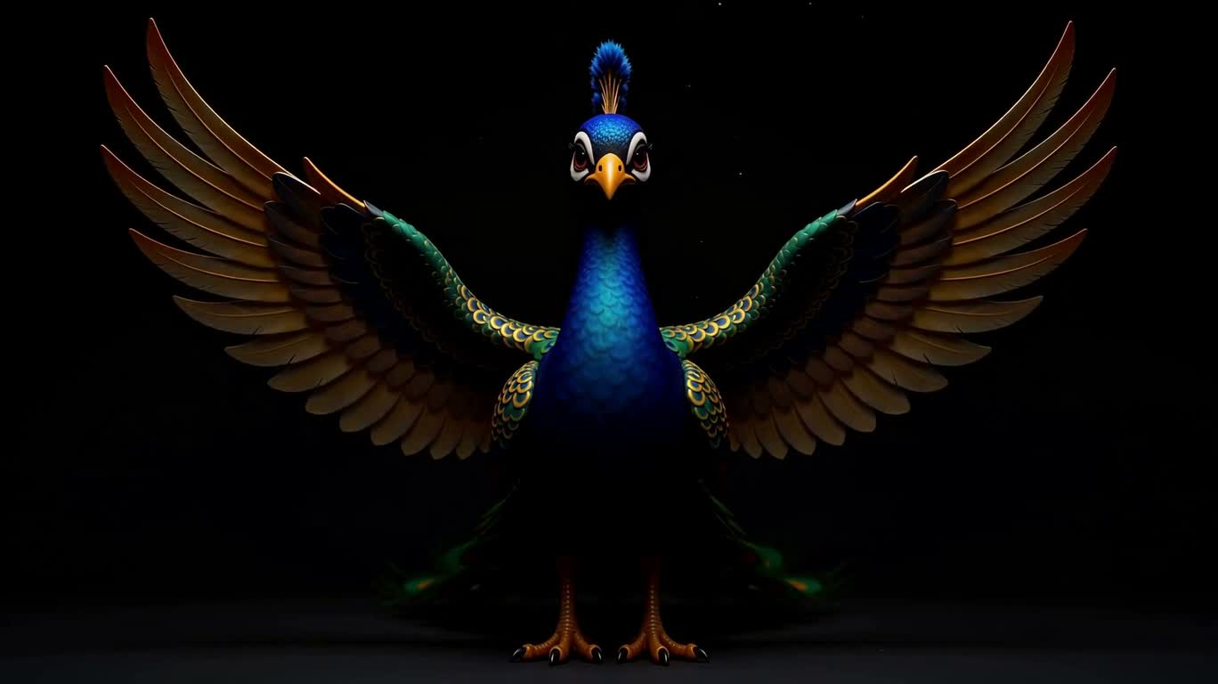 春節の孔雀と鳳凰の幻想的なおとぎ話 — AI video creation