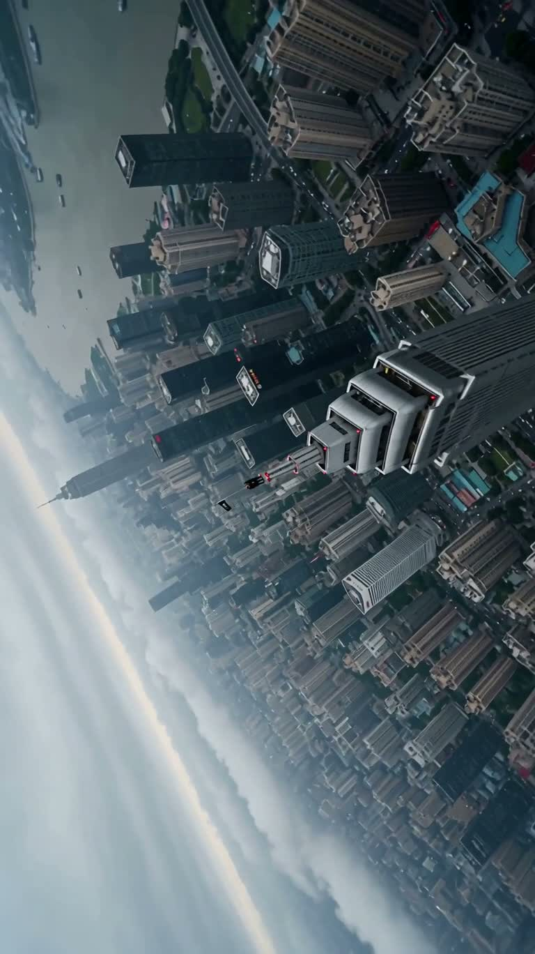 雾城尖塔空中一吻 — AI video creation