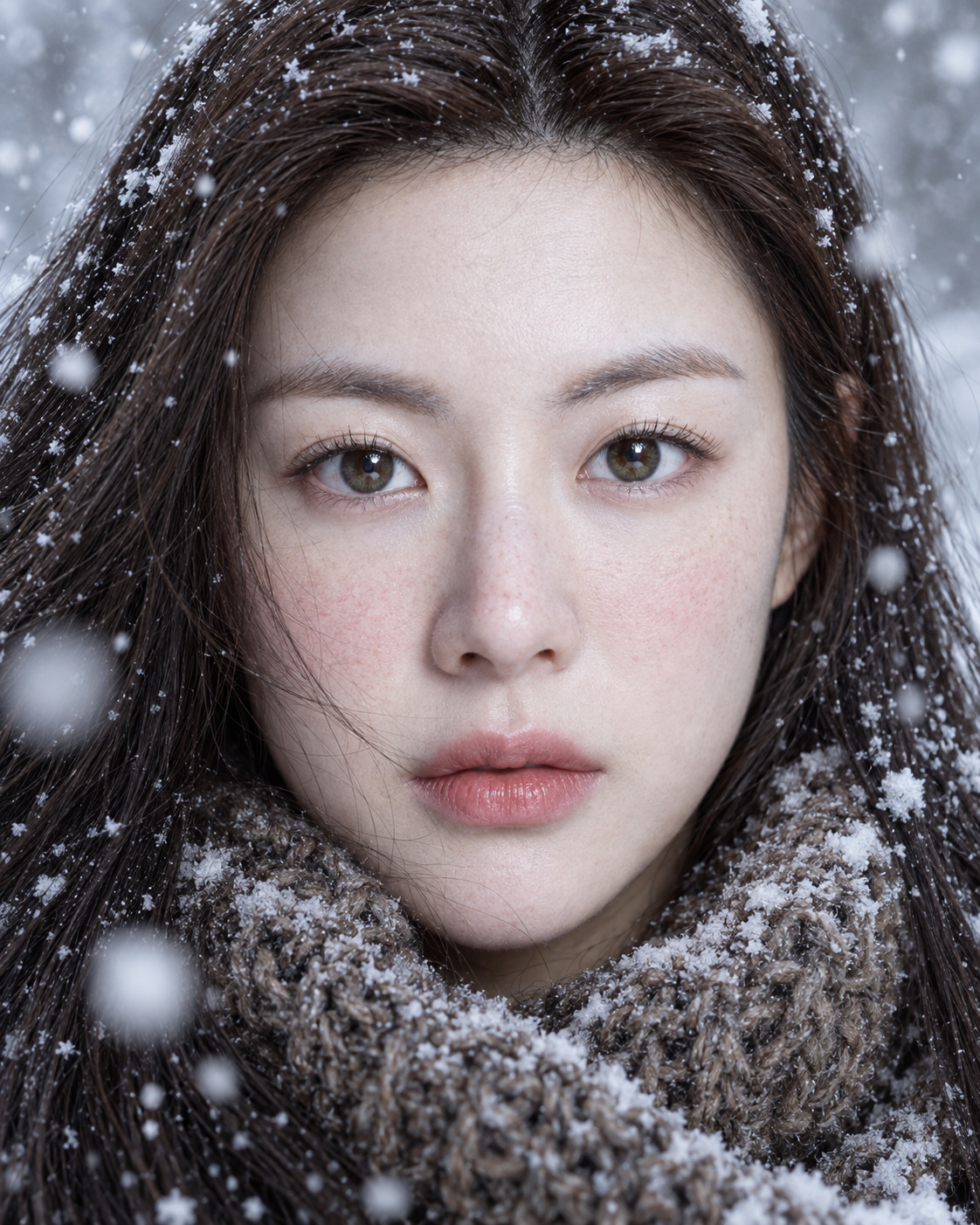 风雪中的静谧眼神 — AI image creation