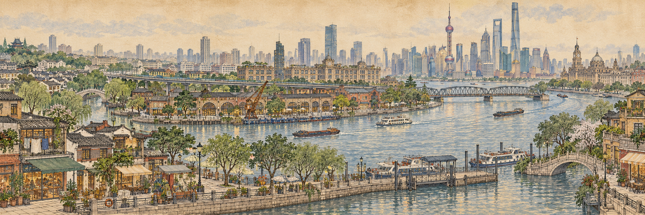 现代都市清明上河图长卷 — AI image creation