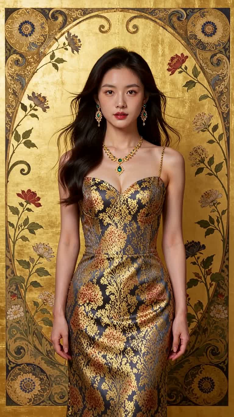 황금빛 꿈속의 아르누보 여인 초상