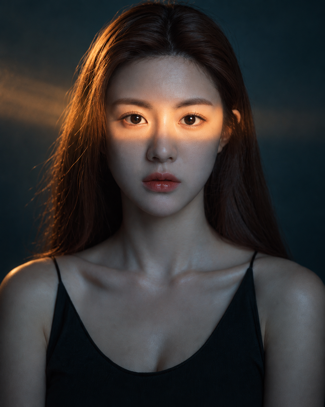 金光掠过眼眸的神秘肖像 — AI image creation