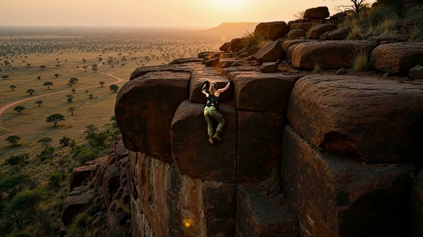 Golden Dusk Climbing Vista — AI video creation