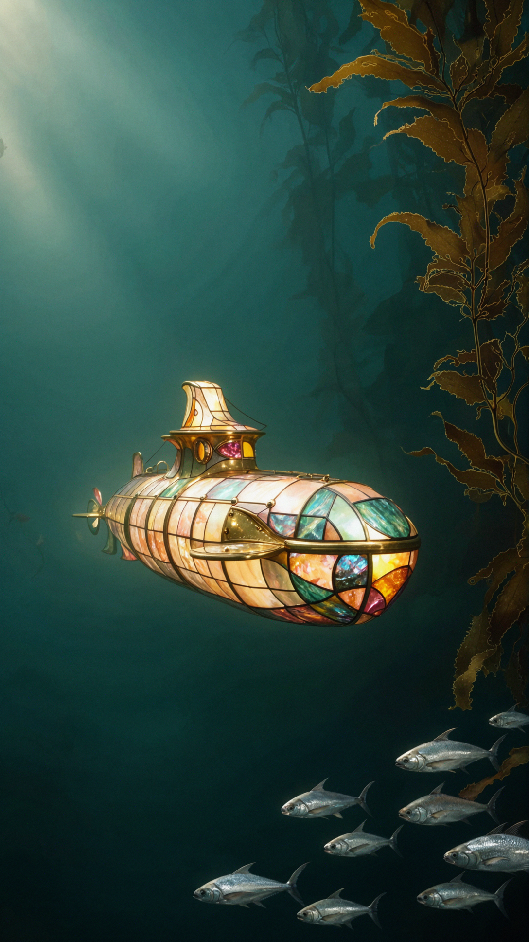 Tàu ngầm kính màu · Trang trí Tân Nghệ thuật — AI image creation