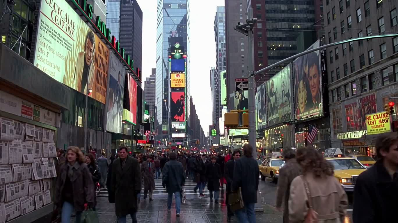 雨夜时代广场漫游 — AI video creation