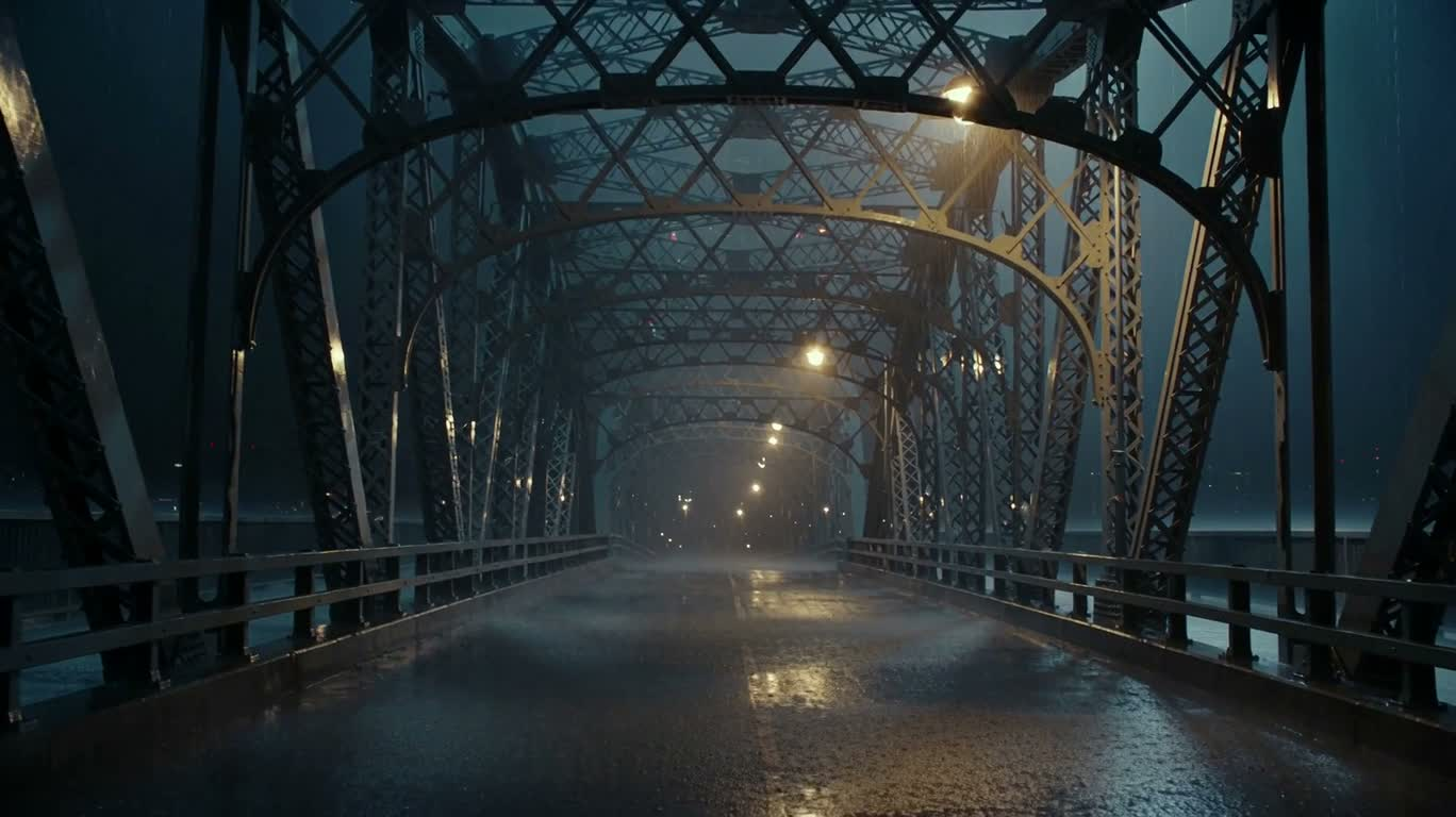 Pont autoroutier par nuit de pluie