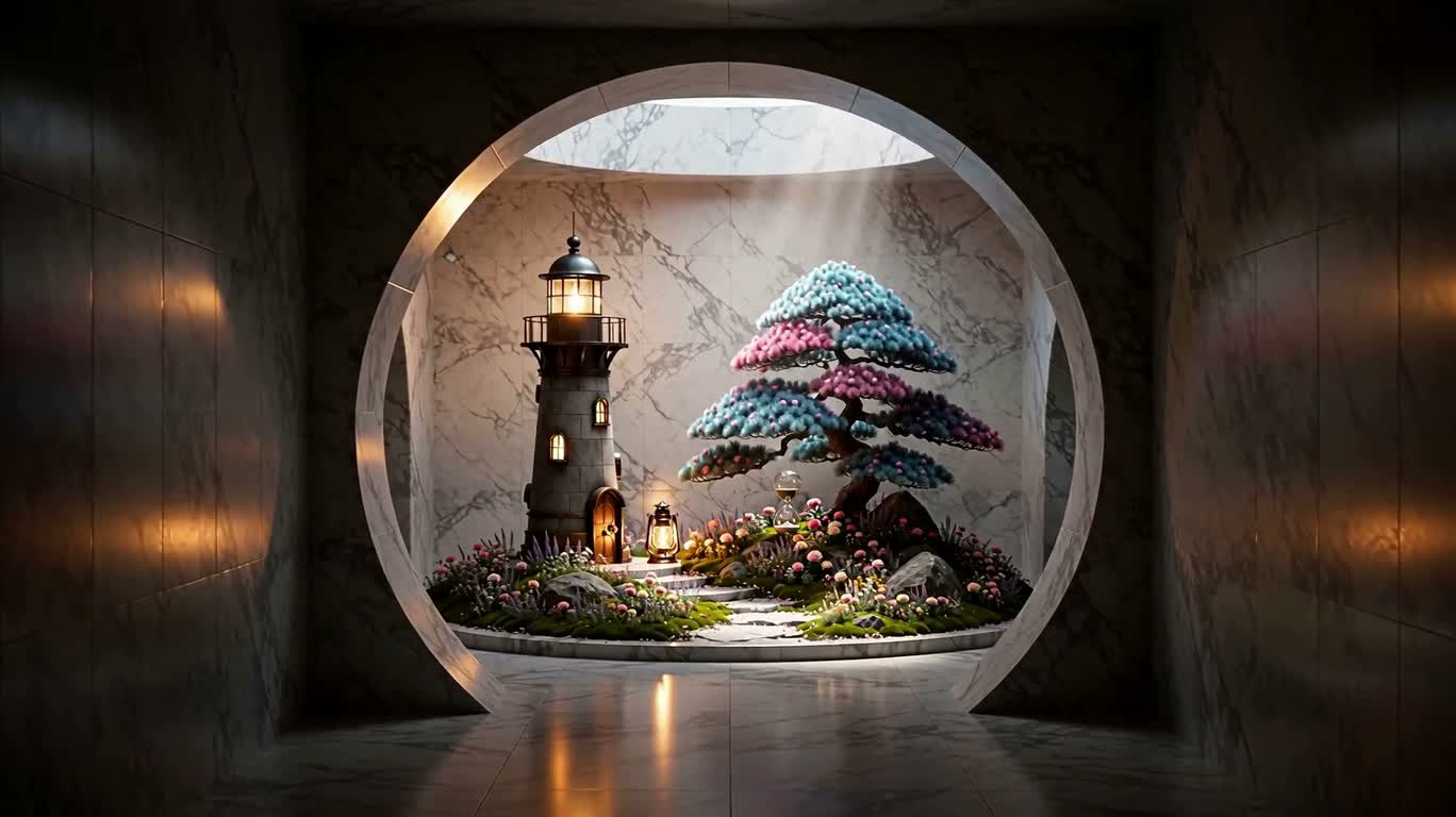 Steampunk Lighthouse and the Garden of Time