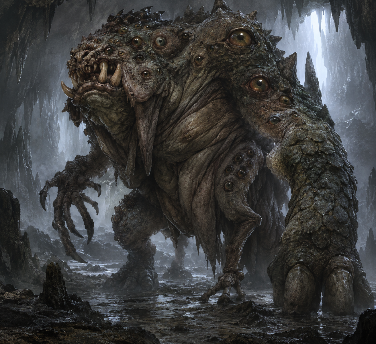 恶心多眼怪物:是食人魔还是未知邪物? — AI image creation