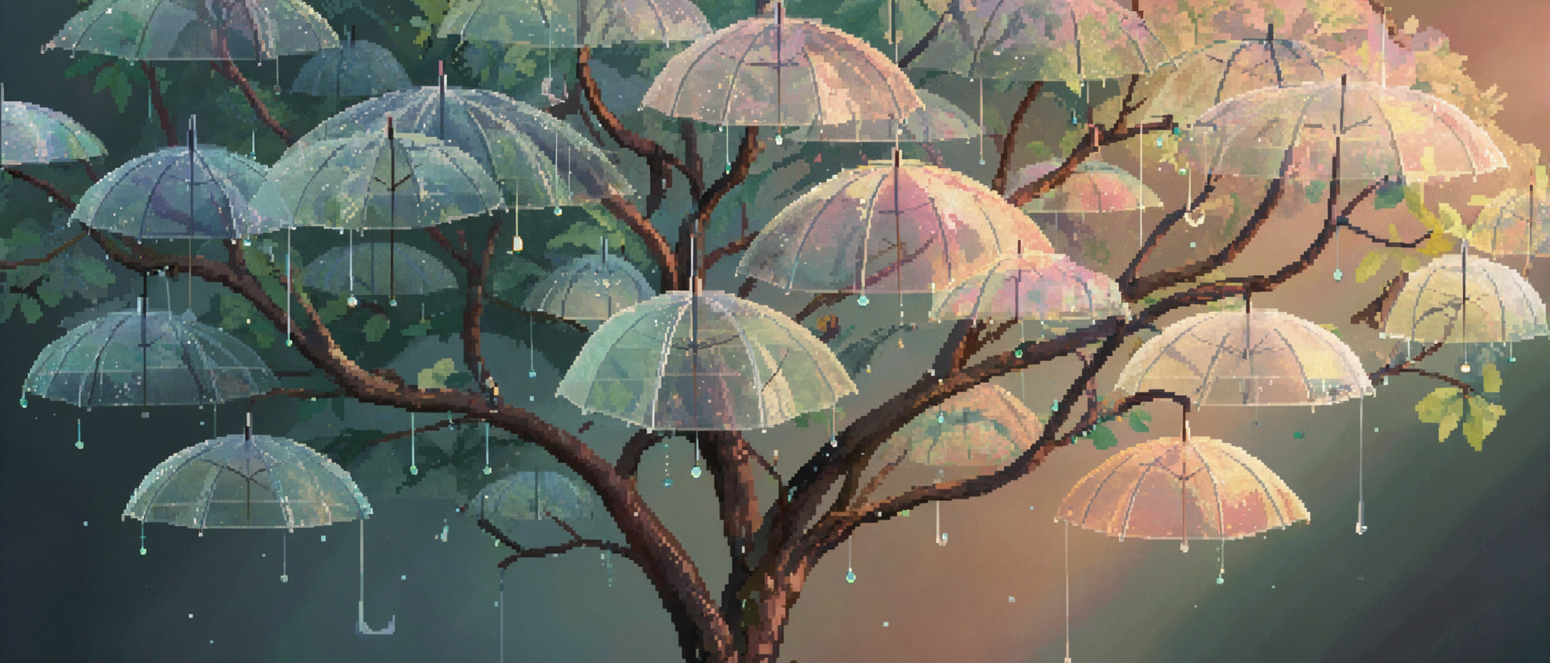 Tropical Umbrella Tree · Pixel Art — AI image creation