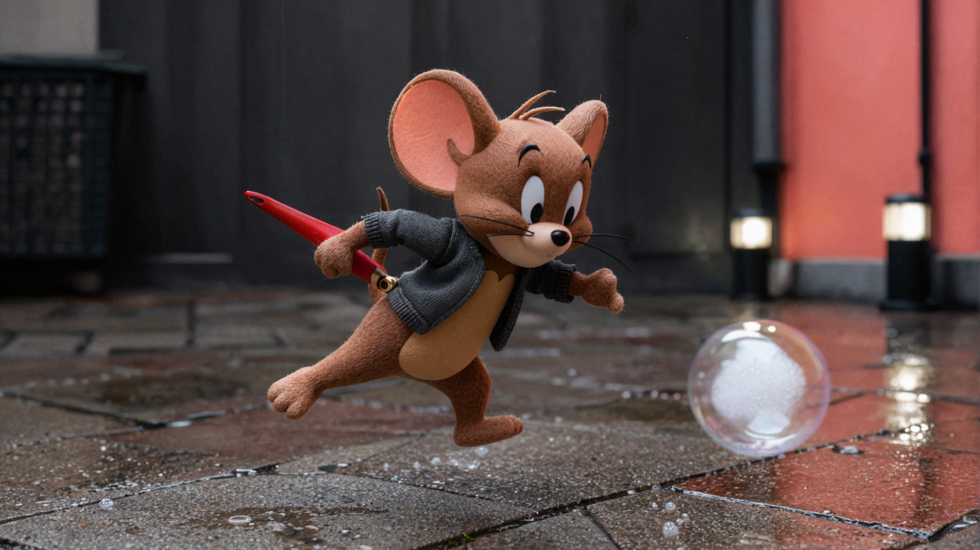 Jerry Mouse · Chasing Bubbles · Street Snapshot — AI image creation