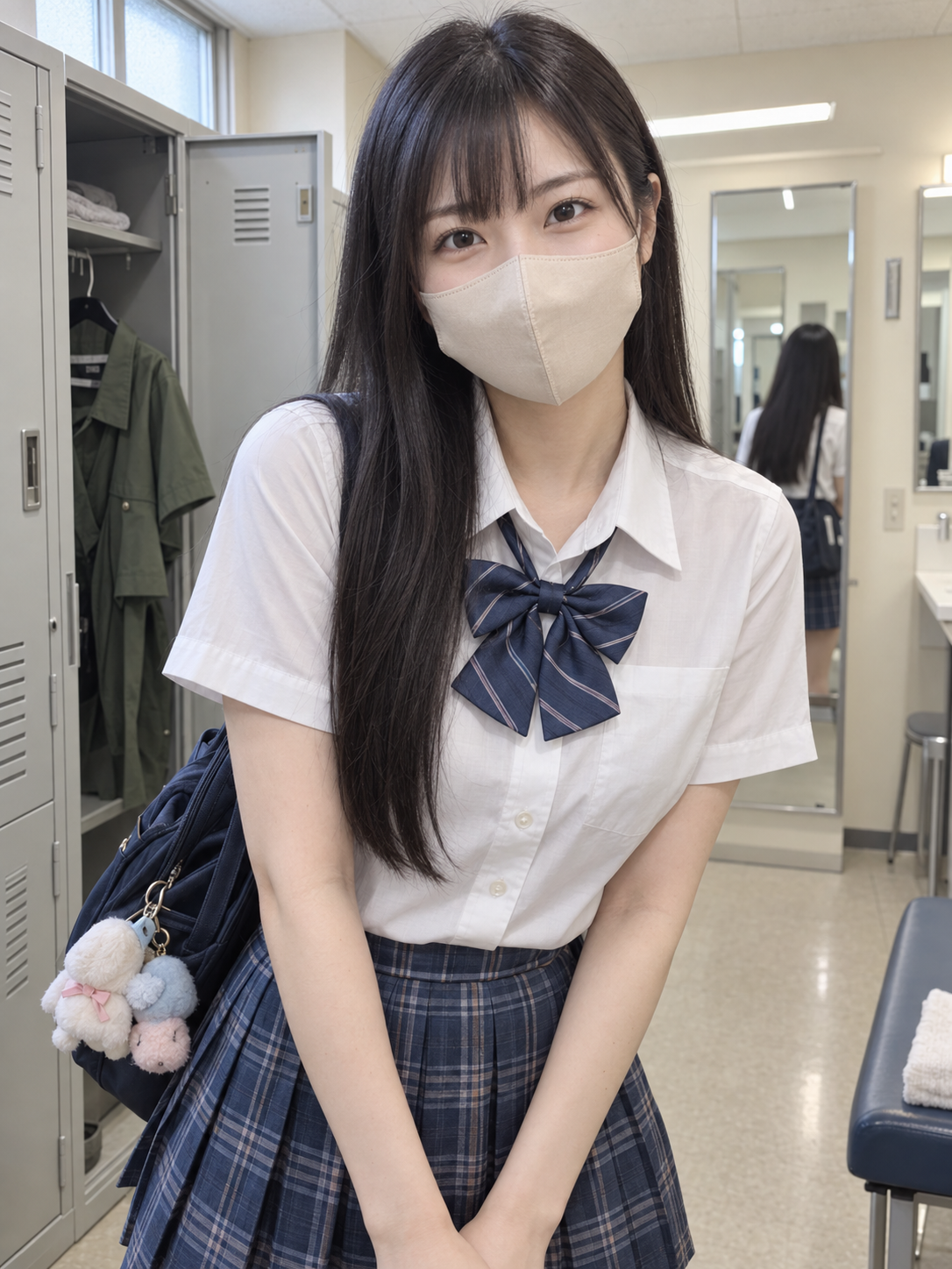 成年大学生校园更衣室写实肖像 — AI image creation