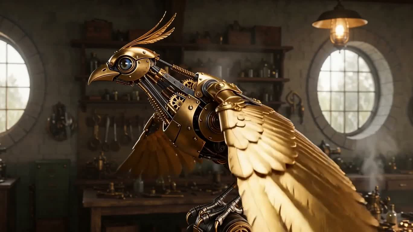 Oiseau mécanique en laiton