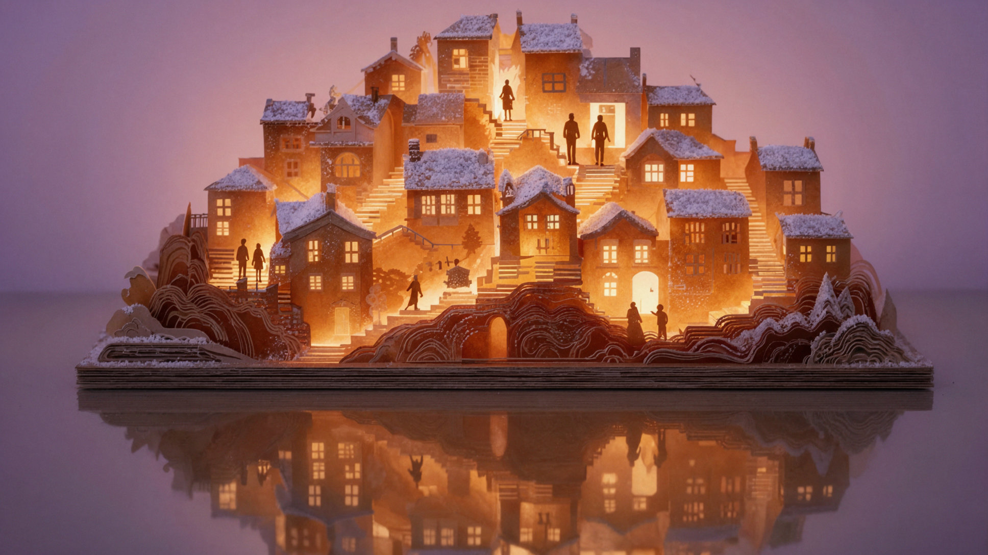 얼음사탕 도시 · 종이공예 라이트박스 — AI image creation