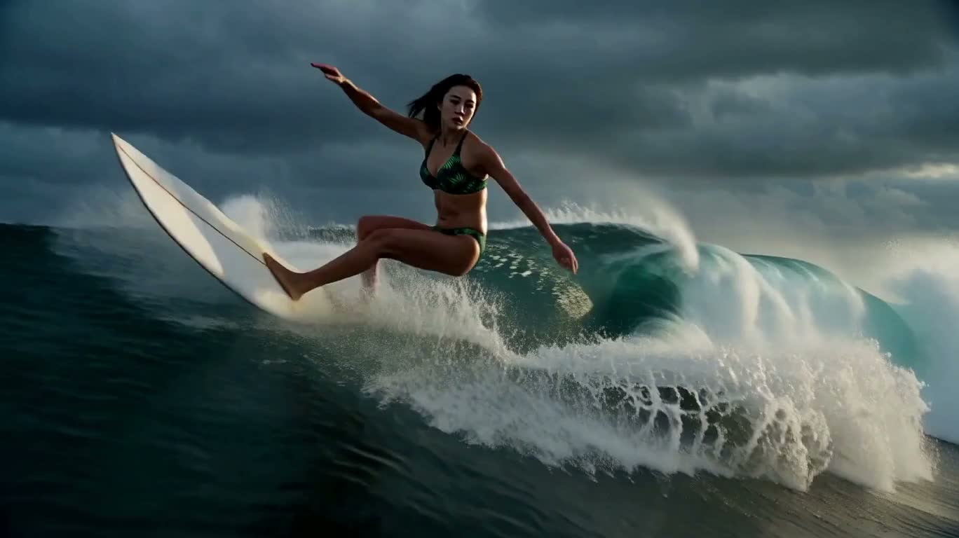 Surf Queen in Stormy Waves
