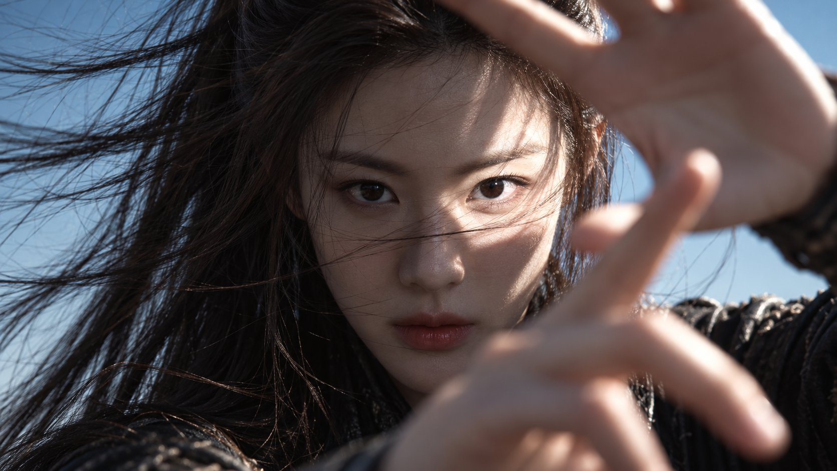 Héroïne wuxia orientale en gros plan clair-obscur dramatique — AI image creation