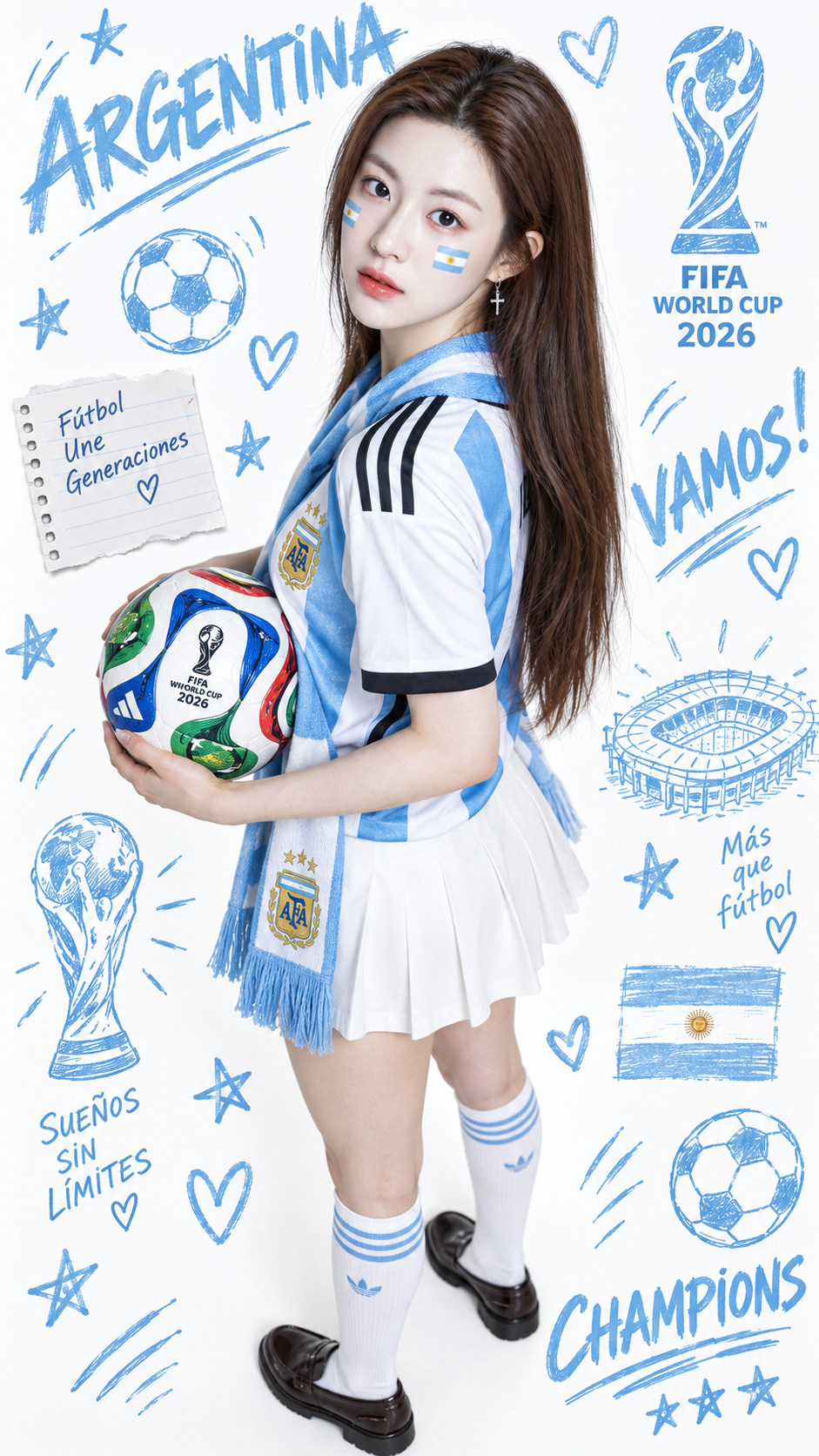 阿根廷国家队女球迷2026世界杯超写实写真 — AI image creation