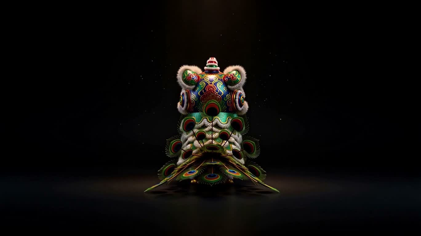 春节秘境孔雀舞狮玩偶 — AI video creation