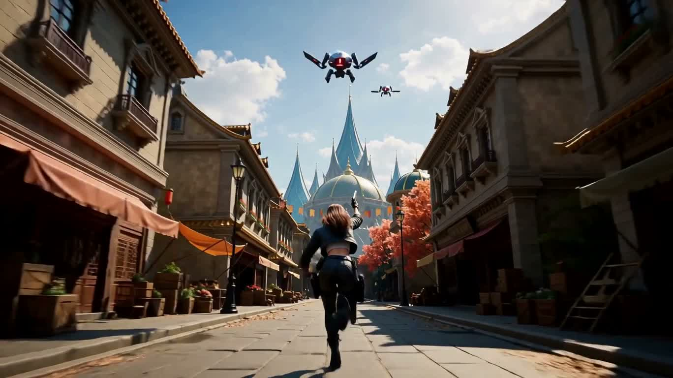 穹顶城中的烈焰追击 — AI video creation