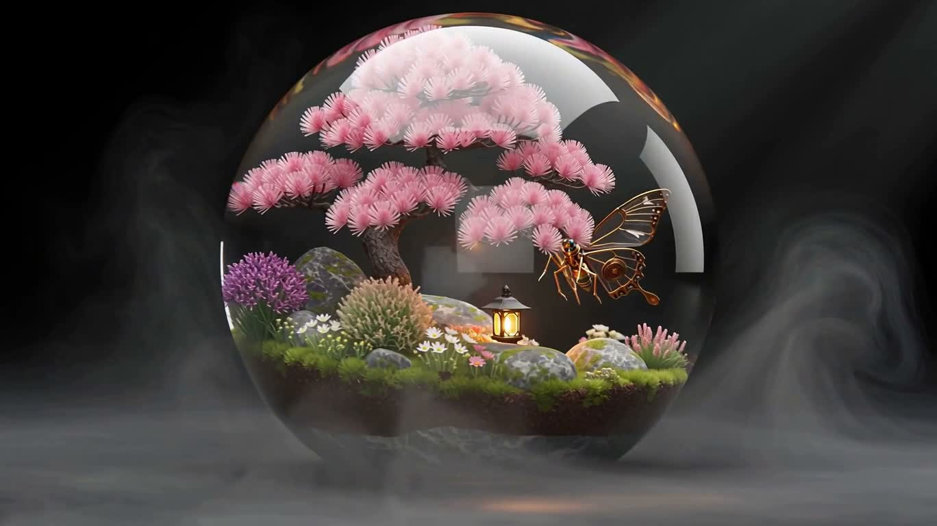 Papillon steampunk dans un sanctuaire de marbre — AI video creation