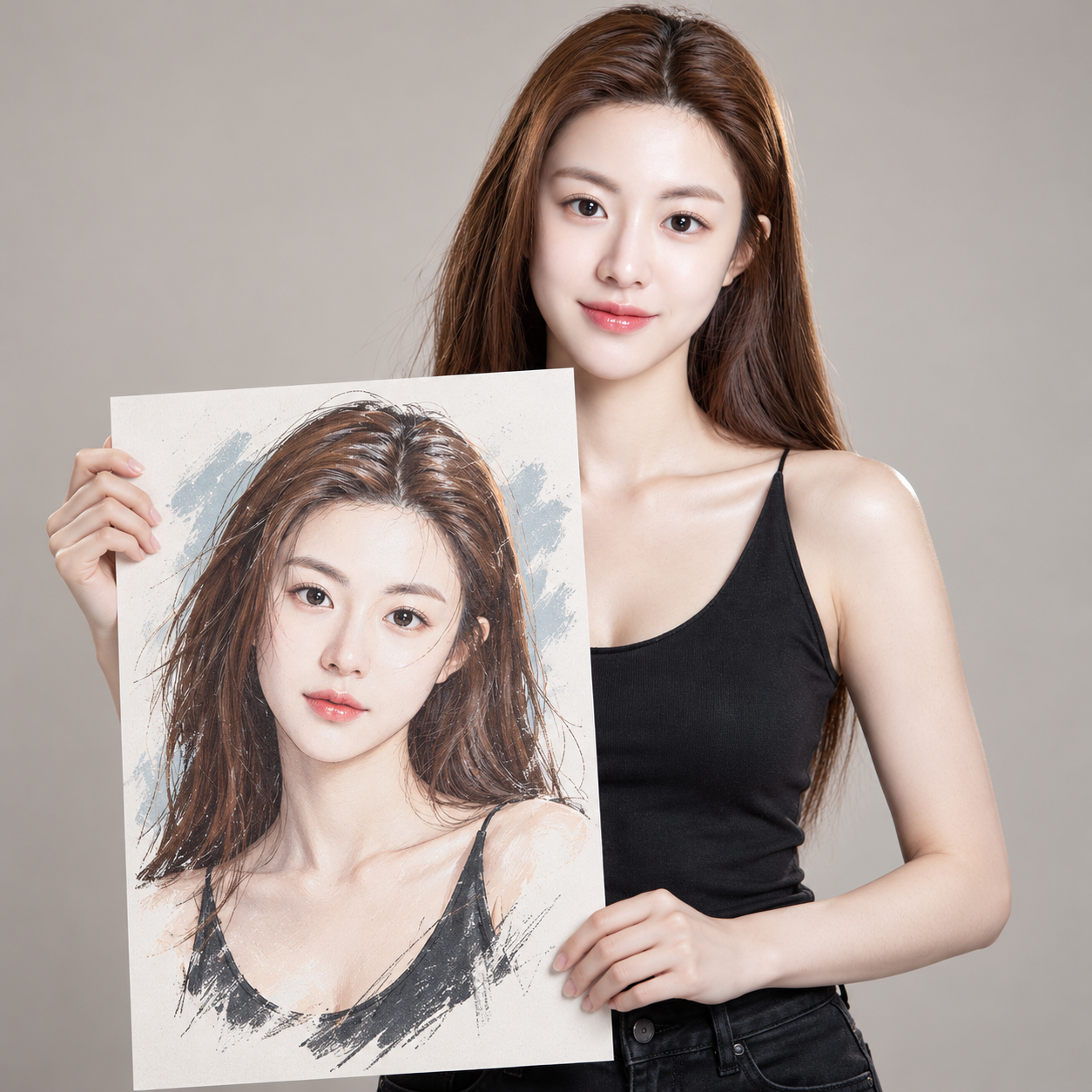 Minimalist Studio Handheld Art Poster Portrait — AI image prompt