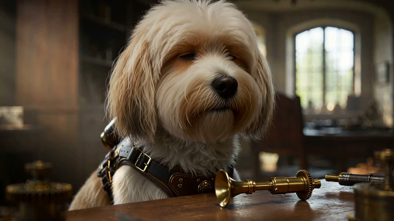 蒸汽朋克绒毛侦探犬 — AI video creation