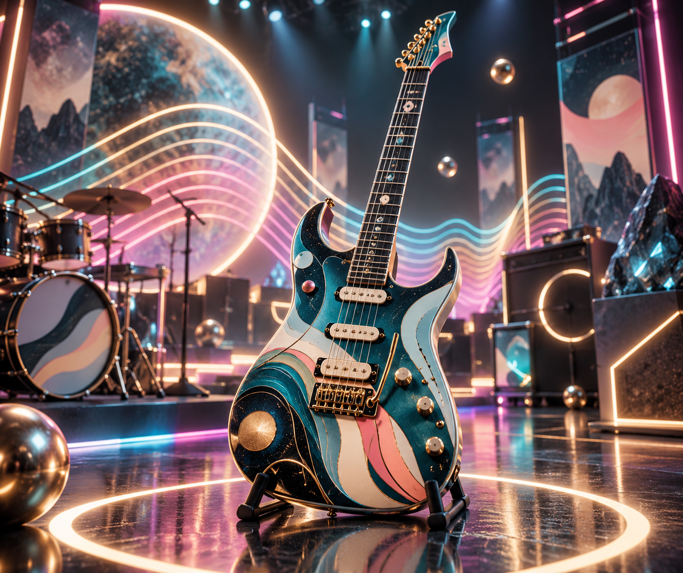 Hình ảnh thương hiệu Auralis guitar điện neon