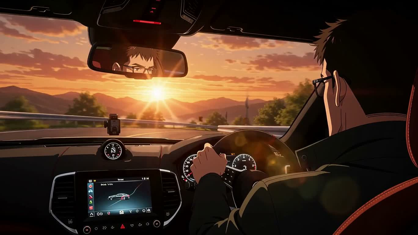 黄昏山路漂移追逐 — AI video creation