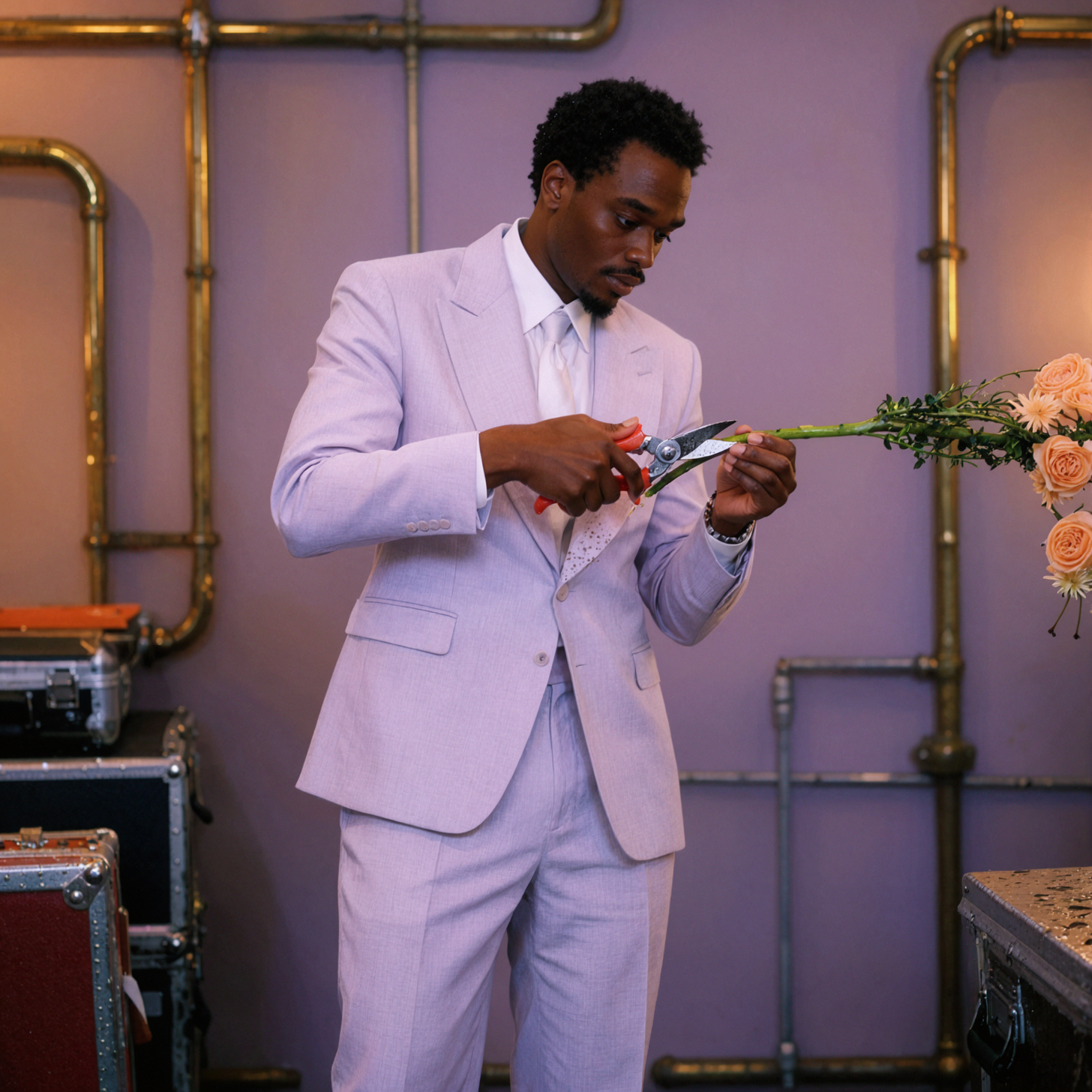 Adult African Male Florist · Dewdrop Pruning · Telephoto Compression