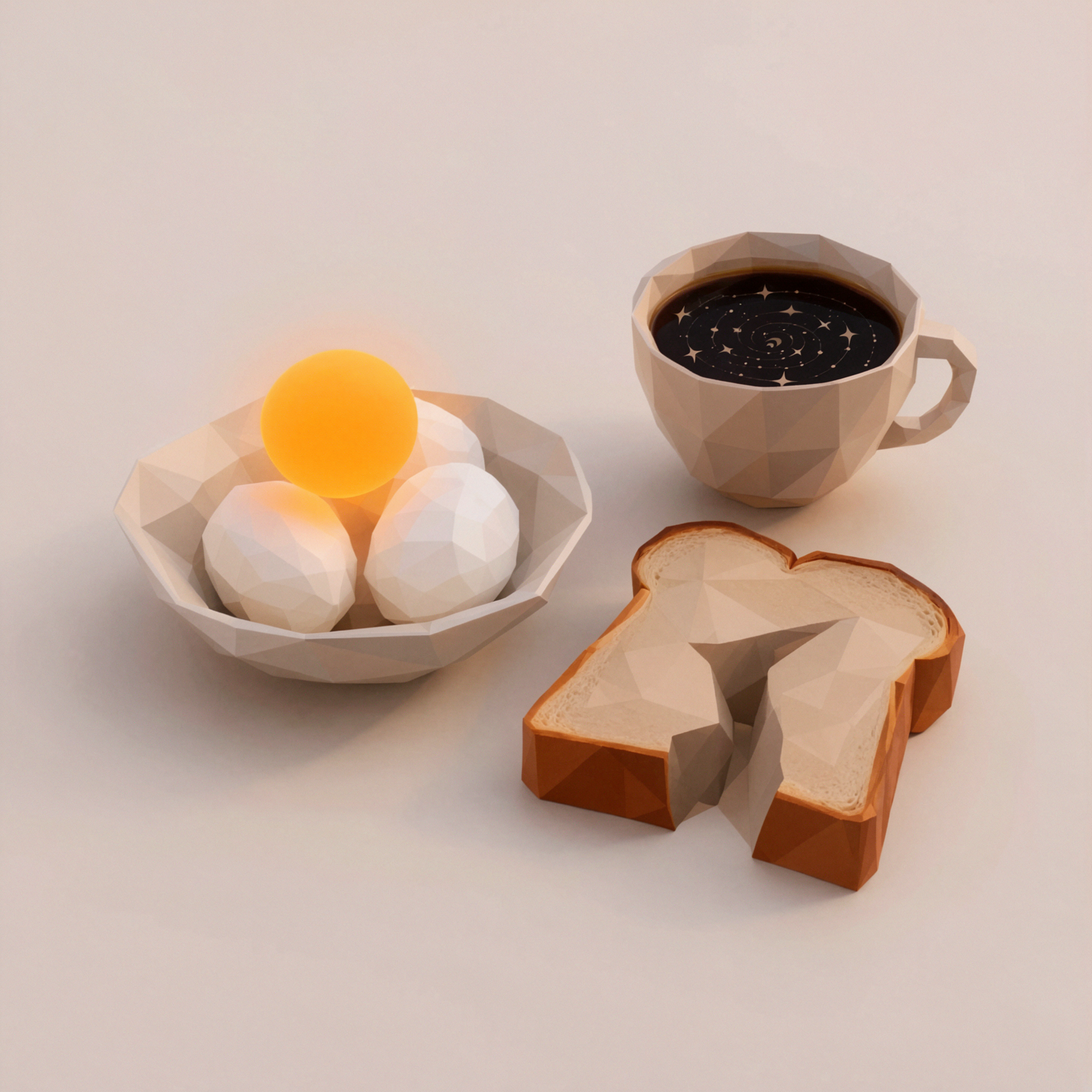 행성의 아침 식사 · 로우 폴리 — AI image creation
