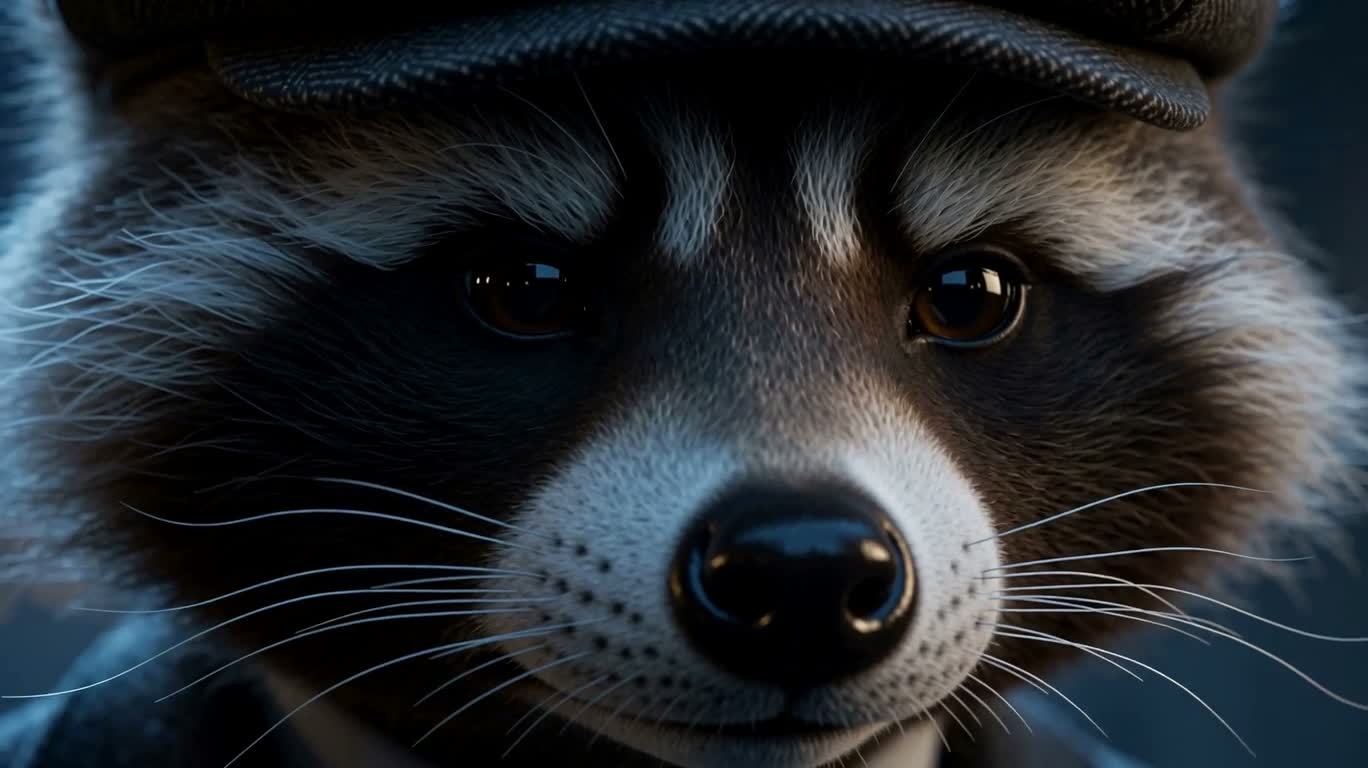 Gentleman Raccoon in the Moonlit Mist