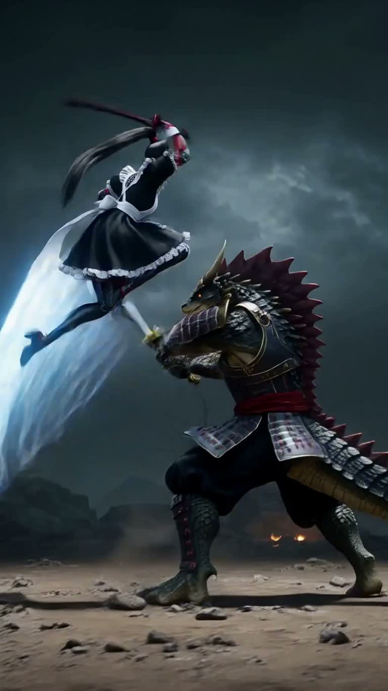 高空机械女仆忍者对决蜥蜴武士