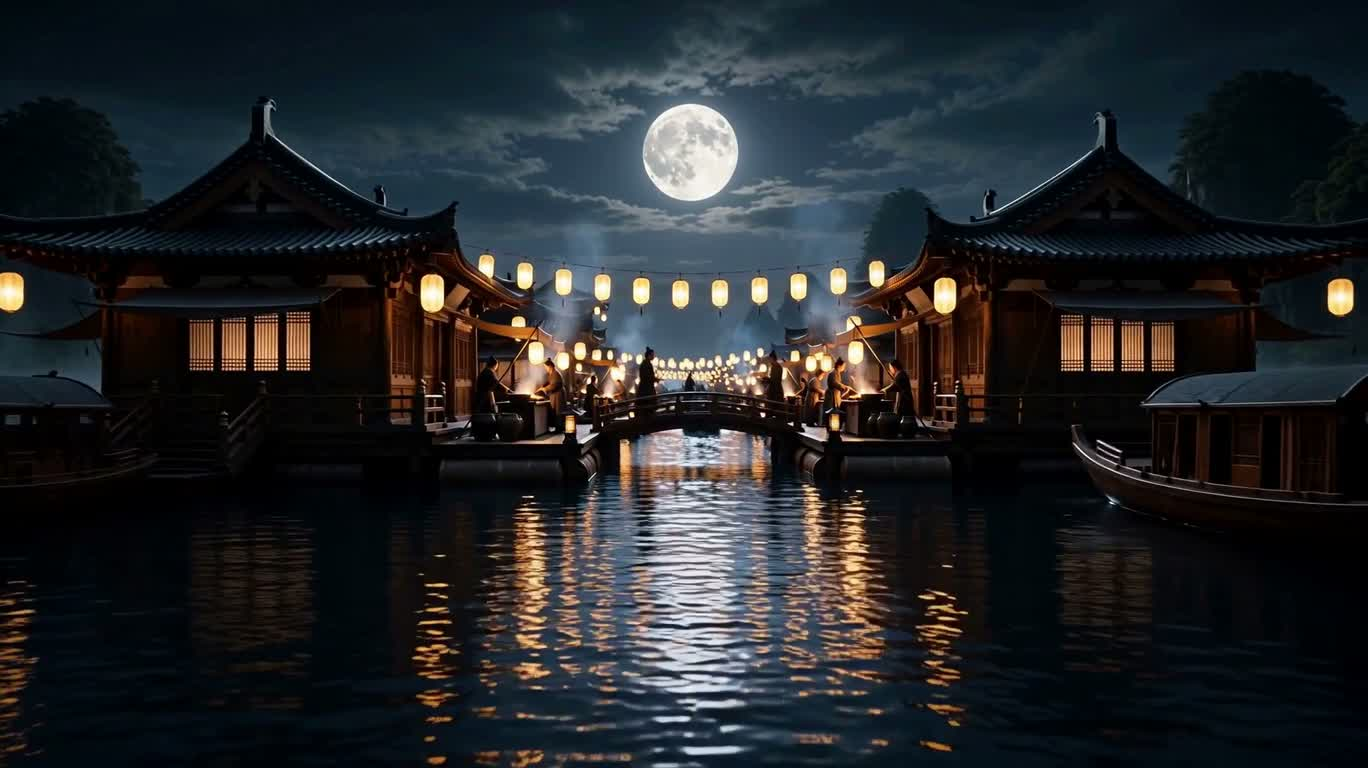 月下水上灯市 — AI video creation