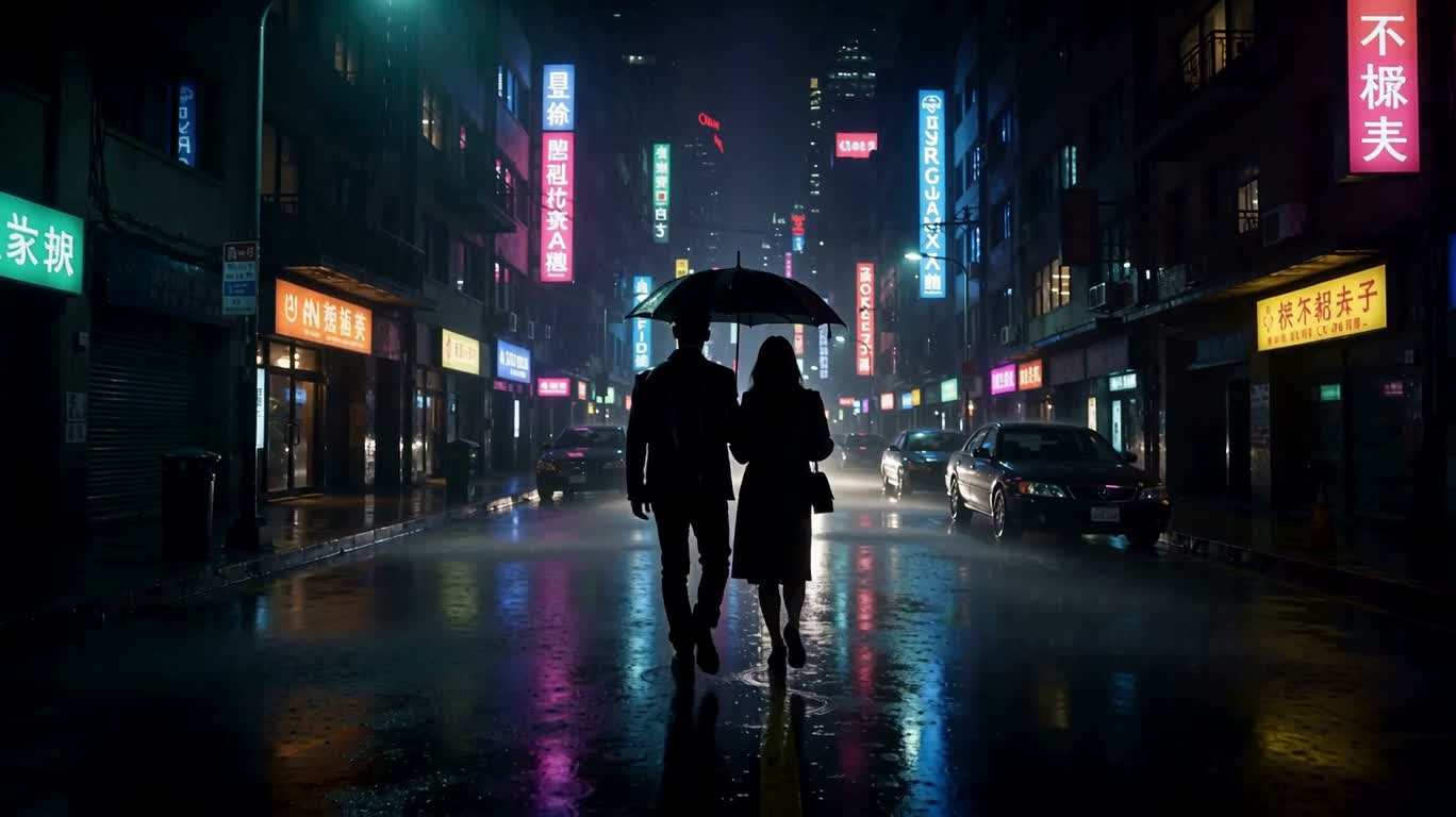 Dạo bước đêm mưa neon — AI video creation