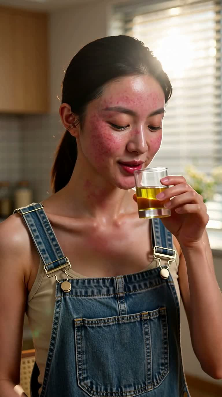 橄榄油饮用与肌肤焕亮蒙太奇 — AI video creation