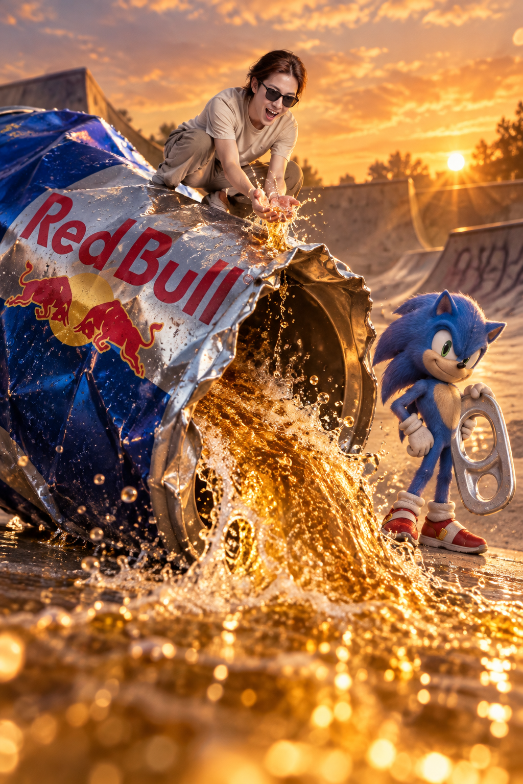 Фантастическое приключение Соника у гигантской банки Red Bull