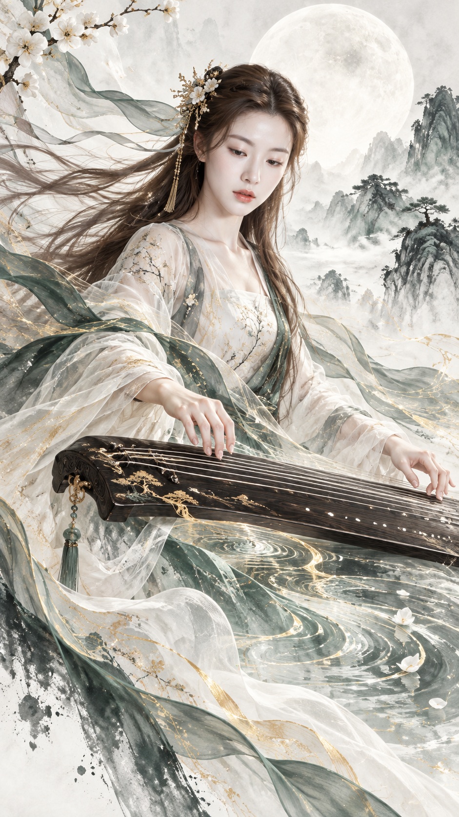 东方音乐视觉高定水墨插画海报 — AI image creation