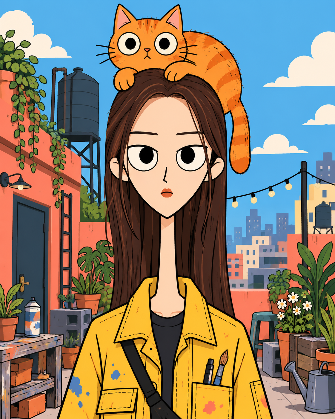 动物帽子几何头部扁平卡通肖像模板 — AI image creation