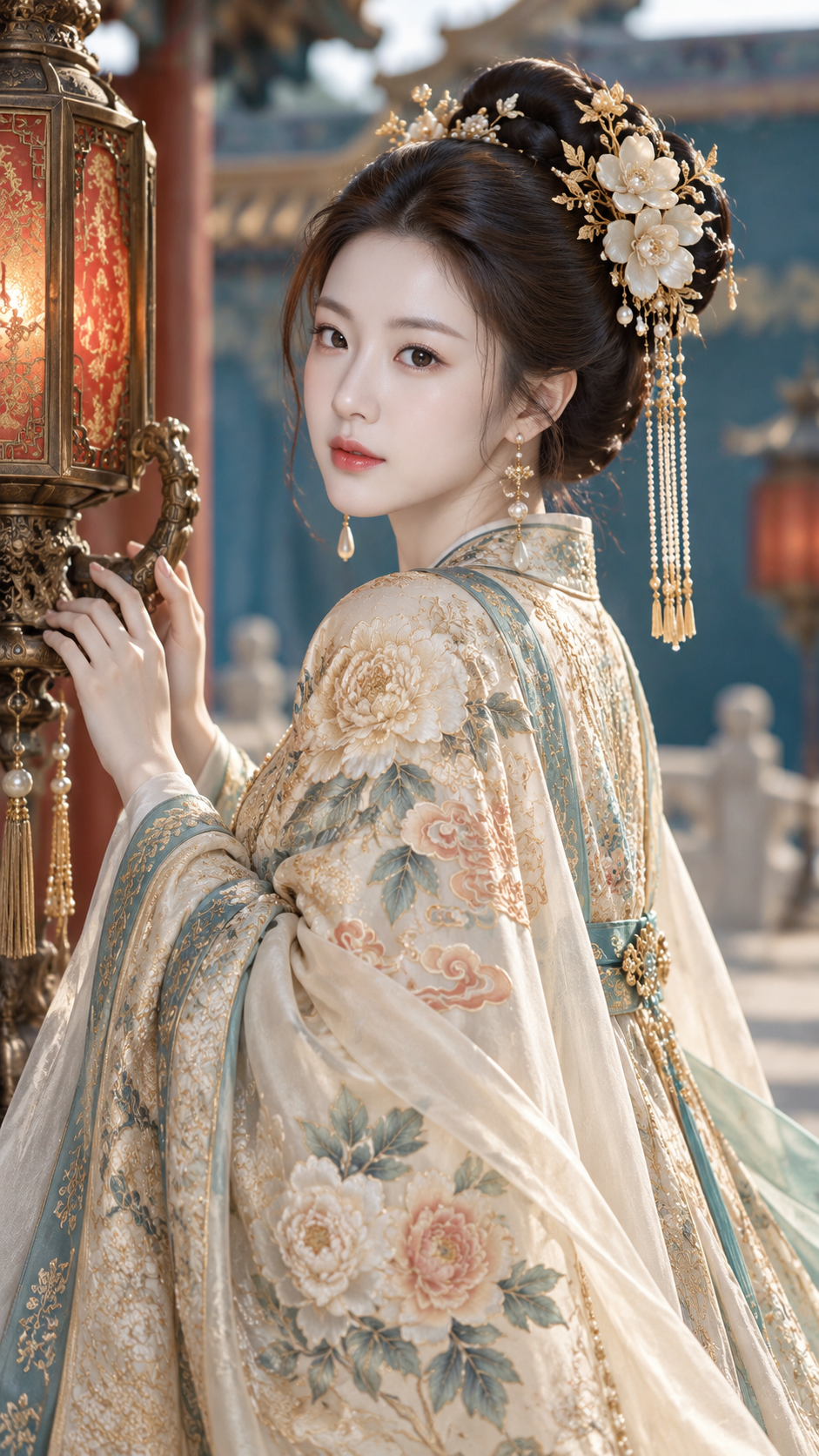 青瓷与香槟金：皇室汉服肖像