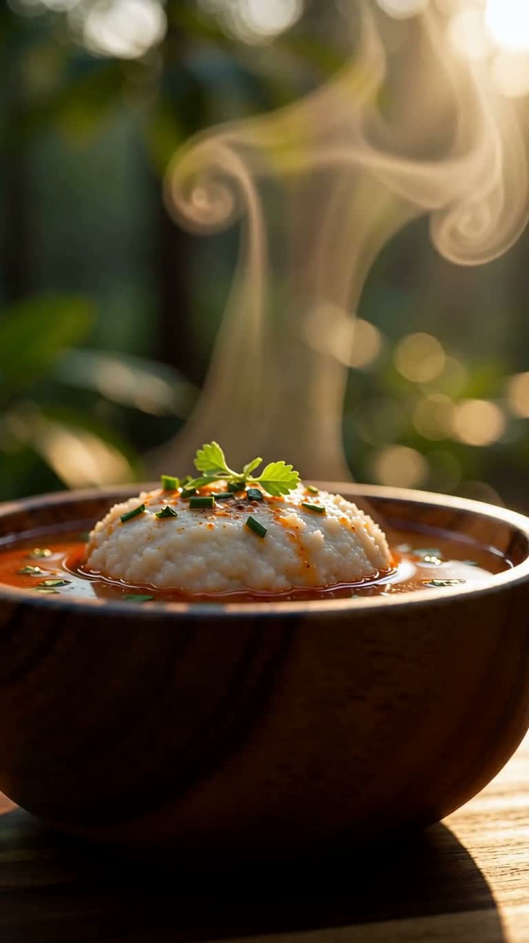 Hơi nước và bữa tiệc fufu dưới nắng