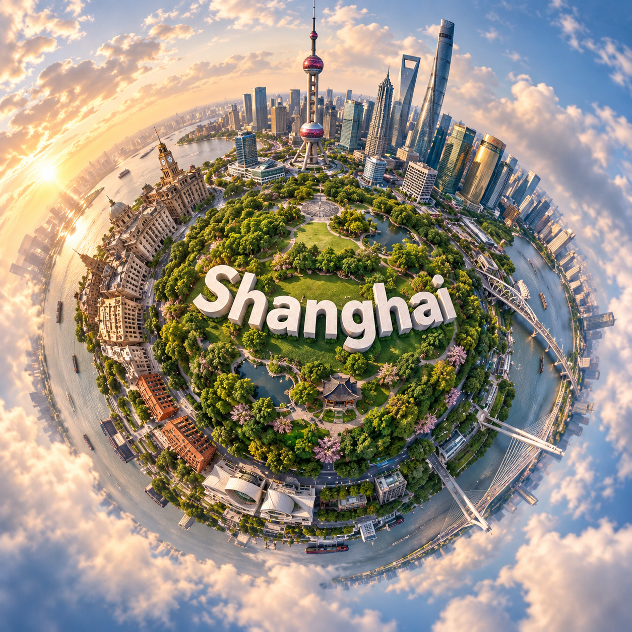 Hành tinh thu nhỏ bao quanh bởi các địa danh Thượng Hải
