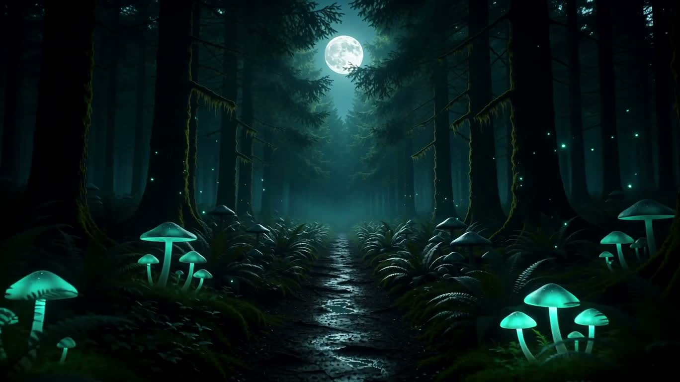 月下荧光林径 — AI video creation