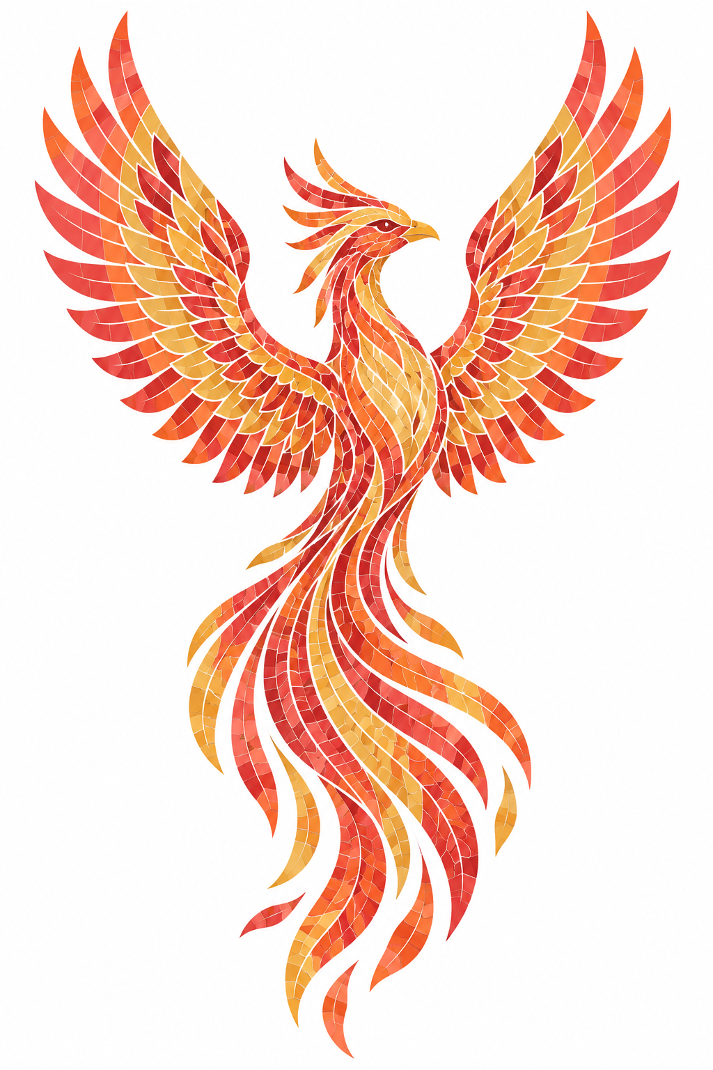 白底几何凤凰彩色马赛克插画 — AI image creation