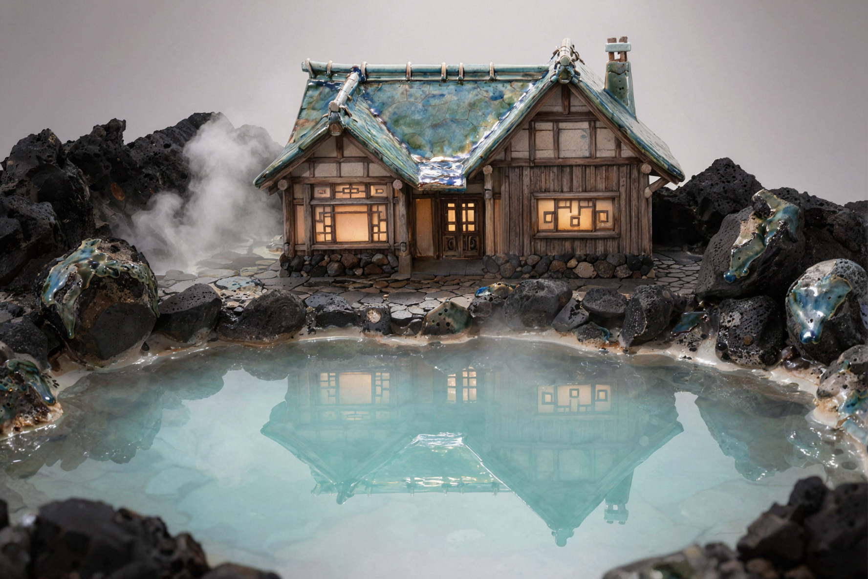 火山温泉旅店 · 陶瓷釉彩 — AI image creation
