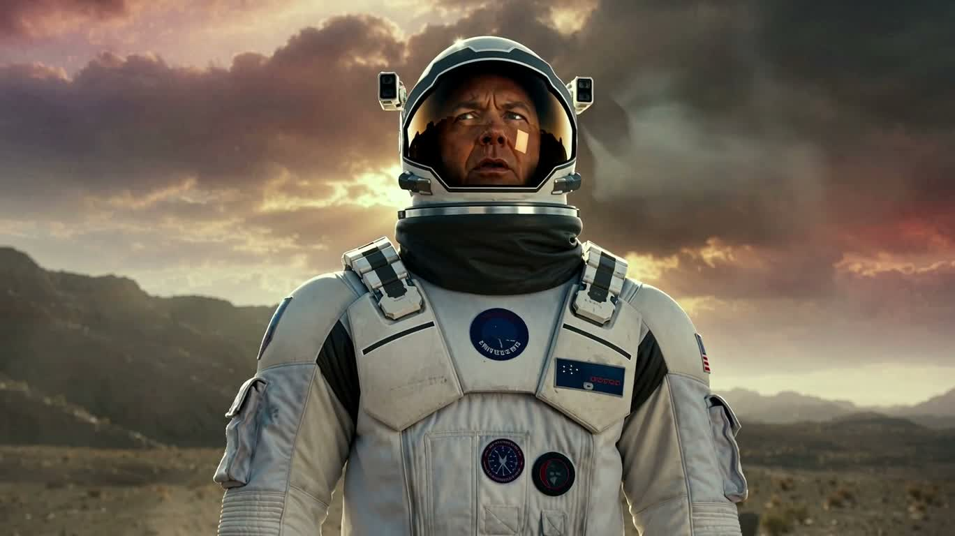 외계 연기 속의 우주비행사