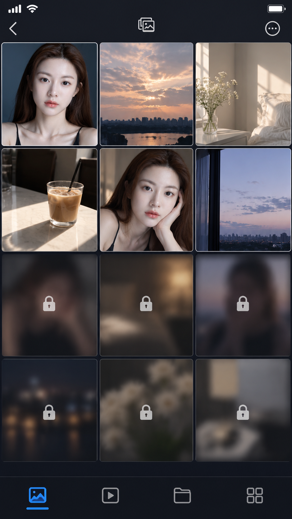 手机相册中的私密感与公开感对照 — AI image creation