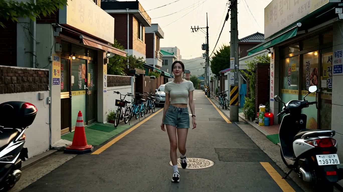 巷口热食与午后漫步 — AI video creation