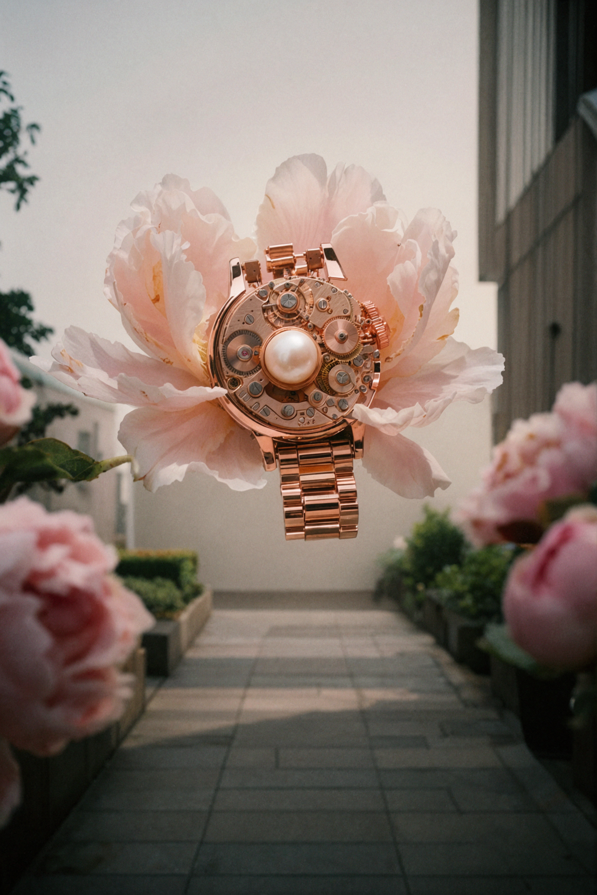 Механический пион · Винтажная плёнка — AI image creation